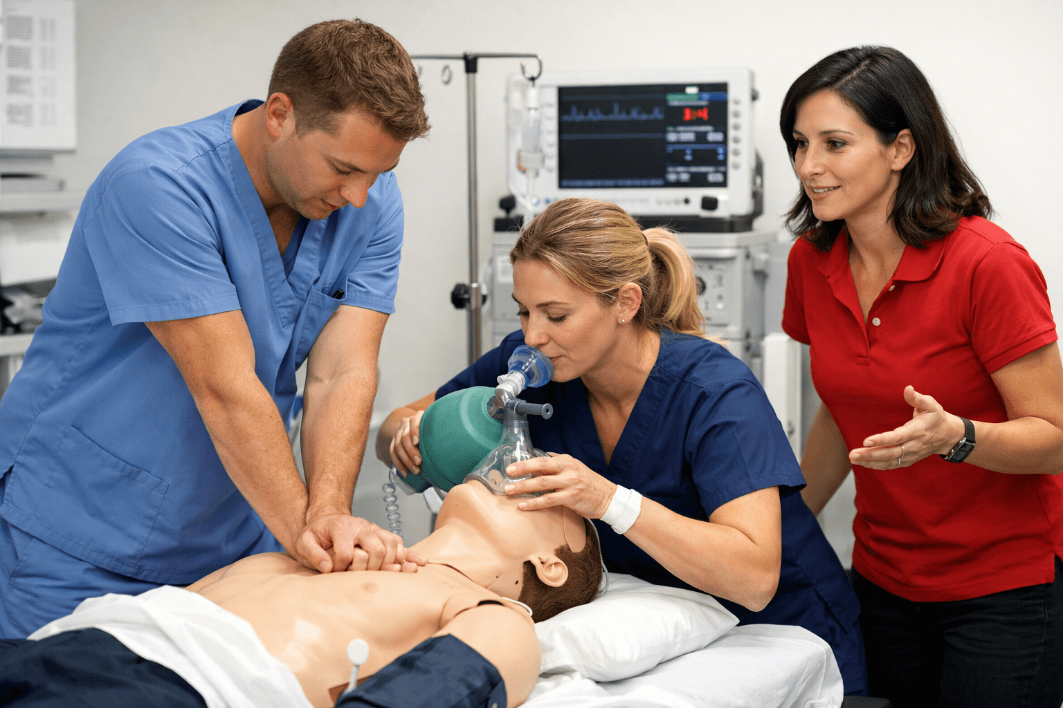 Combined BLS and Standard First Aid training for healthcare teams in a classroom setting